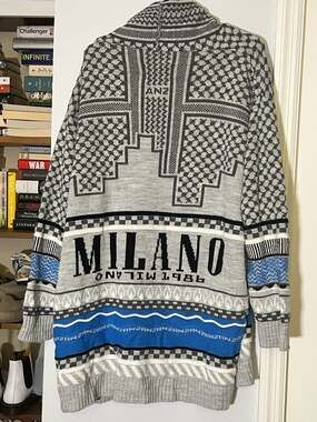 ANZ Milano 1986 Graphic Patterned Open Front Cardigan